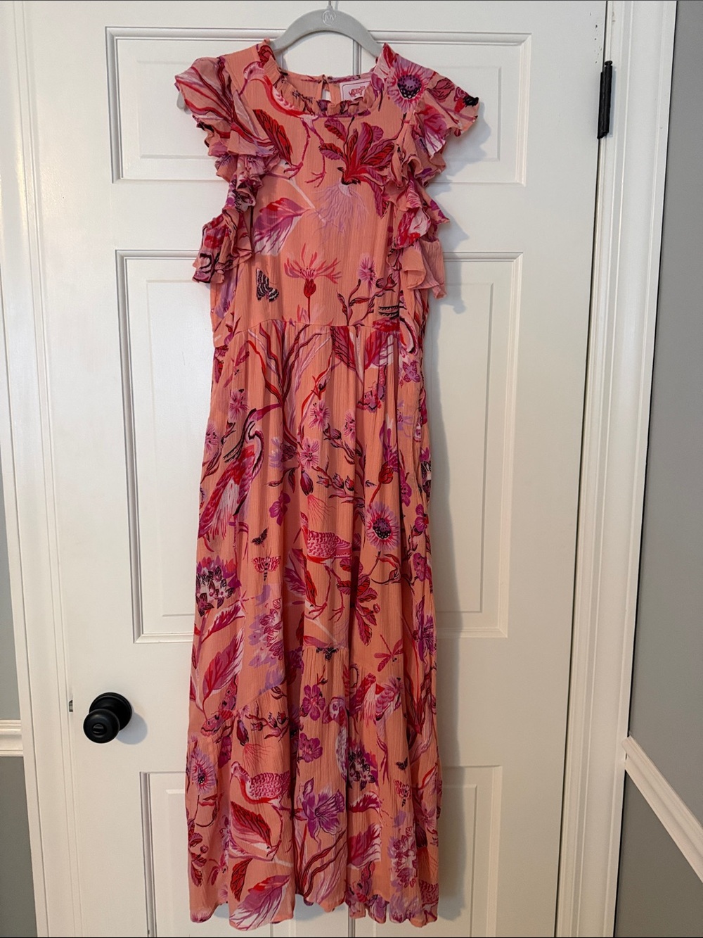 Banjanan Peach Maxi Dress with Pink Floral Print
